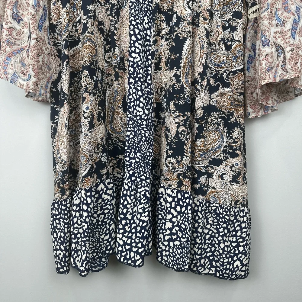 Grace & Emma Paisley Print Boho Bell Sleeve Dress Size 3XL NWT NEW